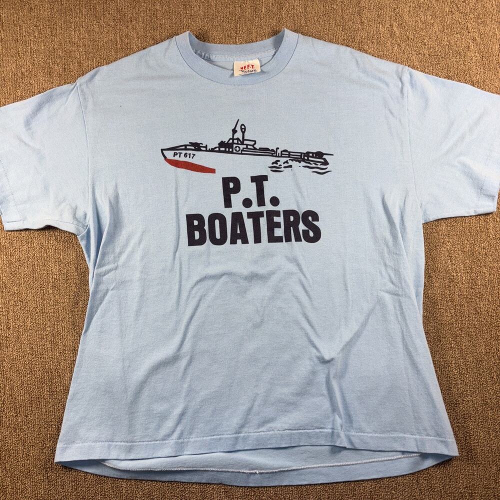 Vintage 70s P. T. Boaters Men’s T-shirt Blue Single Stitch XL PT617 Boat